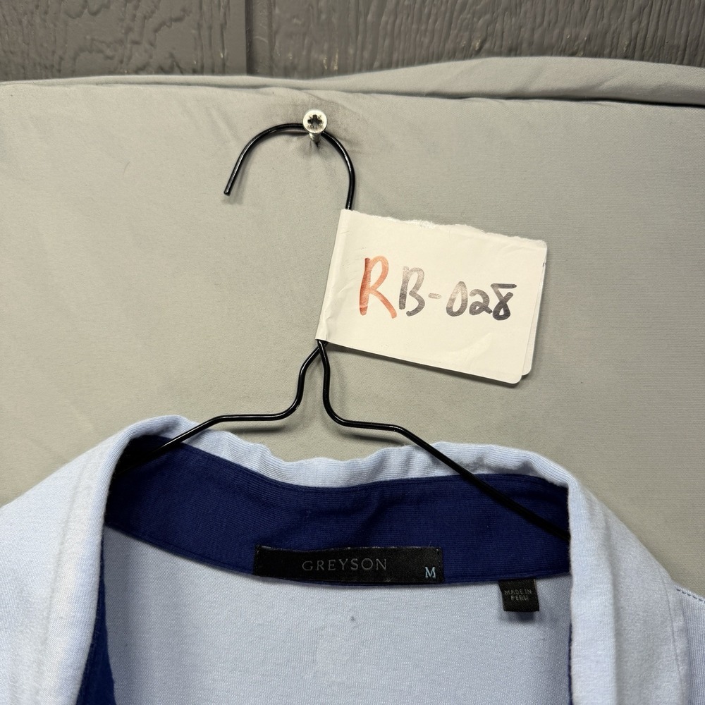 Greyson Polo Shirt Mens Medium Blue Stripe Performance Golf Top Solid Stretch - Picture 7 of 9